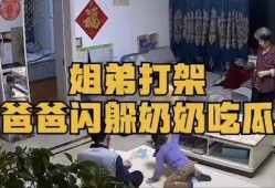 姐弟打架爸爸吃瓜,家庭欢乐瞬间
